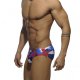 Slip Natacion Addicted Hombre Camuflaje Azul Rojo