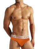 Slip Calvin Klein Hombre Steel Blateado Naranja