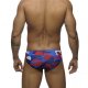 Slip Natacion Addicted Hombre Camuflaje Azul Rojo